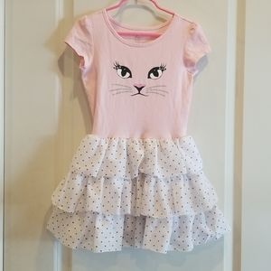 Children's Place Girls Dress Cat Face with Ruffled Skirt EUC Size 5 - 6